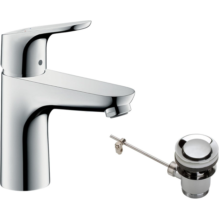 Змішувач для умивальника Hansgrohe Focus з висувним зливом, хром, 94 мм, EcoSmart