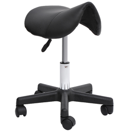 HOMCOM Swivel Stool Регульований по висоті поворотний табурет з коліщатками, поворотне салонне крісло зі штучної шкіри чорного кольору, ідеально підходить для перукарень та офісів