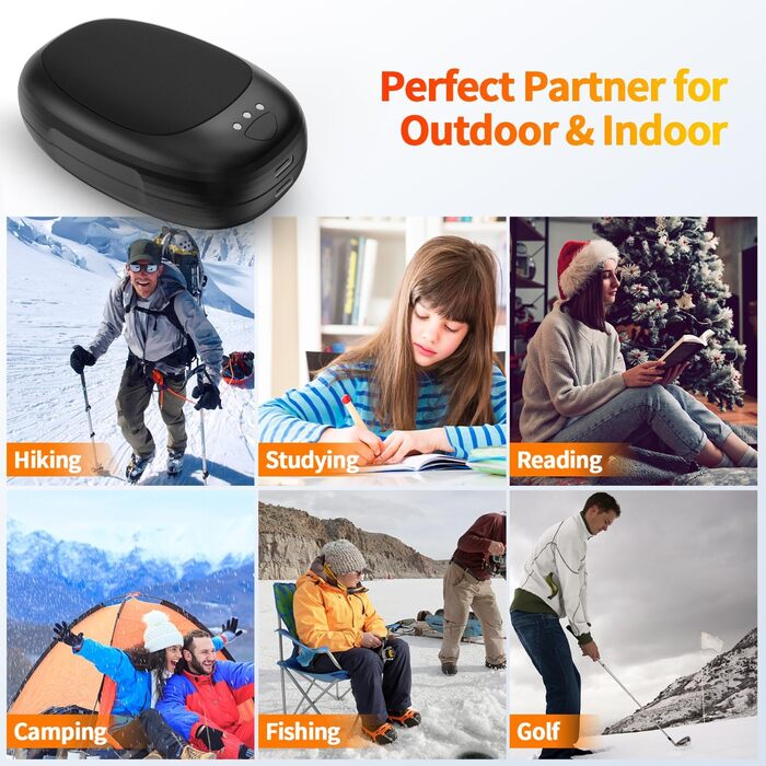 Електричні грілки для рук, 2 шт. - багаторазові, з 3 режимами нагріву, для дітей та дорослих, чорного кольору