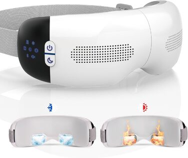 Масажер для очей HubiCare з підігрівом та охолодженням, компресією та вібрацією, Bluetooth, для зняття мігрені та сухості очей