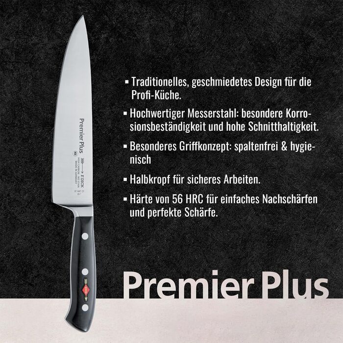 Ніж кухарський F. DICK Premier Plus, 21 см, нержавіюча сталь X50CrMoV15, 56 HRC