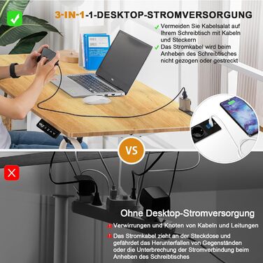 COMHOMA Стол для роботи з регулюванням висоти 160x70 см з USB-роз'ємом та гачками, Електричний стіл для комп'ютера, Стол для стоячи-сидячи, коричневий