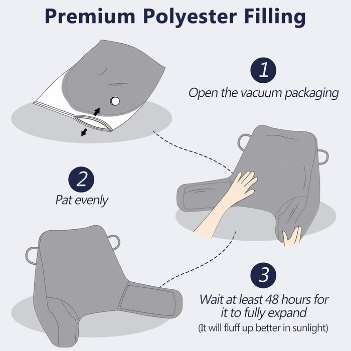 Лежак-крісло для читання, подушка для відпочинку в ліжку для дорослих та дітей, м'яка спинка з підлокітниками, кишенями та ручкою, сірий колір