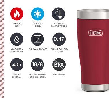 Термос ICON MUG 0,47л, бежевий/пісочний мат, термокружка 470мл з нержавіючої сталі, ізотермічний термос, 7 годин гаряче / 22 години холодне, придатний для миття в посудомийній машині, абсолютно герметичний, без BPA (470 мл)