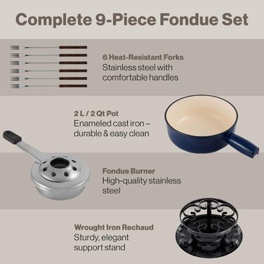Swissmar Lugano Фондю-набір 9 частин, чавун/нержавіюча сталь, вишневий, 2L, для м'яса, сиру та шоколаду, на 4 особи, подарунковий набір
