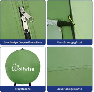 Намет для душу WolfWise з кишенькою, 190 см, для кемпінгу та пляжу, водонепроникний, з UV-захистом 50+