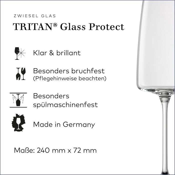 Набір келихів для вина Zwiesel Glas Vivid Senses (2 шт), Tritan-кристал, Made in Germany, об'єм S. Фільгранні келихи, придатні для миття в посудомийній машині.