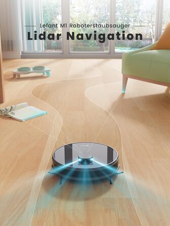 Робот-пилосос LEFANT M1B з функцією миття підлоги, LiDAR-навігацією, потужністю 5500Pa, картуванням декількох поверхів, самостійною зарядкою, Wi-Fi, 8 зонами заборони, для видалення шерсті тварин, килимів та твердих підлог