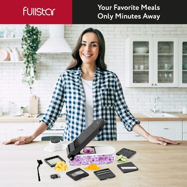 Многофункціональний овочевий слайсер-терка 10-в-1: слайсер для овочів, тертка для сиру, набір для нарізки соломкою, нарізчик для огірків, цибулі, картоплі та фруктів (білий)