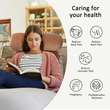 Подушка для читання MINGPINHUIUS XL для ліжка та дивана з знімною подушкою для шиї, ідеальна для дорослих, з піною з пам'яті для комфортного читання, роботи, ігор, перегляду телевізора та відпочинку (Коричнева)