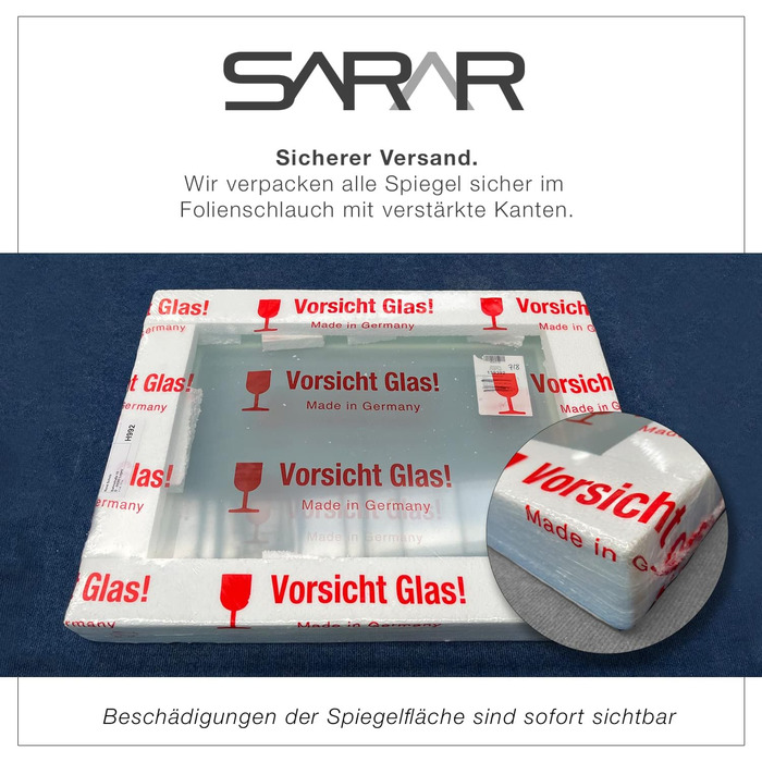 Дзеркало для ванної кімнати Sarar Vittoria з LED-підсвічуванням 80x70 см, Made in Germany