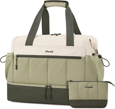 Сумка-трансформер LOVEVOOK для подорожей: легка, водонепроникна, 30L, з відділенням для взуття. Ідеальна для авіаперельотів, спортзалу та пологового будинку. (Бежевий+світло-зелений+оливковий)