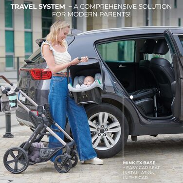 Дитяча коляска Kinderkraft MOOV2 4 в 1 з автокріслом I-SIZE, бежевий PRO, до 22 кг