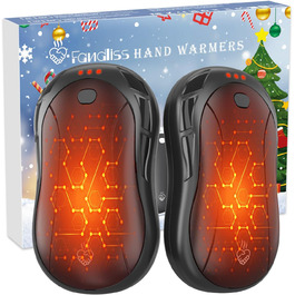 Електричні грілки для рук 2 шт. FANDLISS, 6000mAh, USB, для кемпінгу, полювання, гольфу, чорний