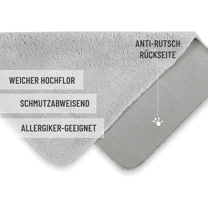 Килимок для ванної кімнати з м'якого флюсу, антиковзний, пральний, Porto Azzurro (55 x 65 см, 60 x 100 см, прямокутний)