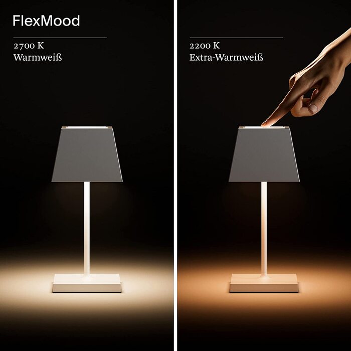 SIGOR Nuindie - LED-лампа на акумуляторі, диммер, для дому та саду, IP54, 38 см, 12 годин роботи, сніжно-білий колір