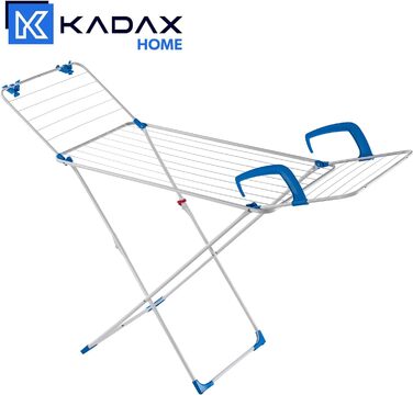 Сушильна стійка KADAX 3в1, підлогова сушарка з колесами, сушильна машина для опалення та ванни, сушильна машина з крилом із сушильною зоною 18 м (біла)
