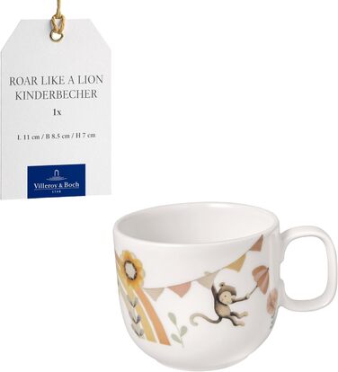 Дитячий набір посуду Villeroy & Boch Boho Kids 'Roar like a lion' (7 предметів), з нержавіючої сталі, для дітей, з мотивом лева та мавпи, преміум-посуд, миється в посудомийній машині, безпечний у мікрохвильовці