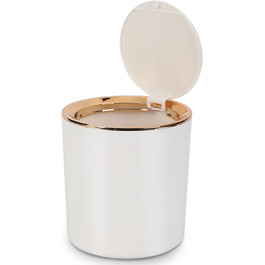 Настільний сміттєвий бак WOUMON з кришкою, пластиковий міні-сміттєвий бак, невеликий сміттєвий бак для кухні, спальні, ванної кімнати, робочого столу, 14, 3 * 15 см (білий)