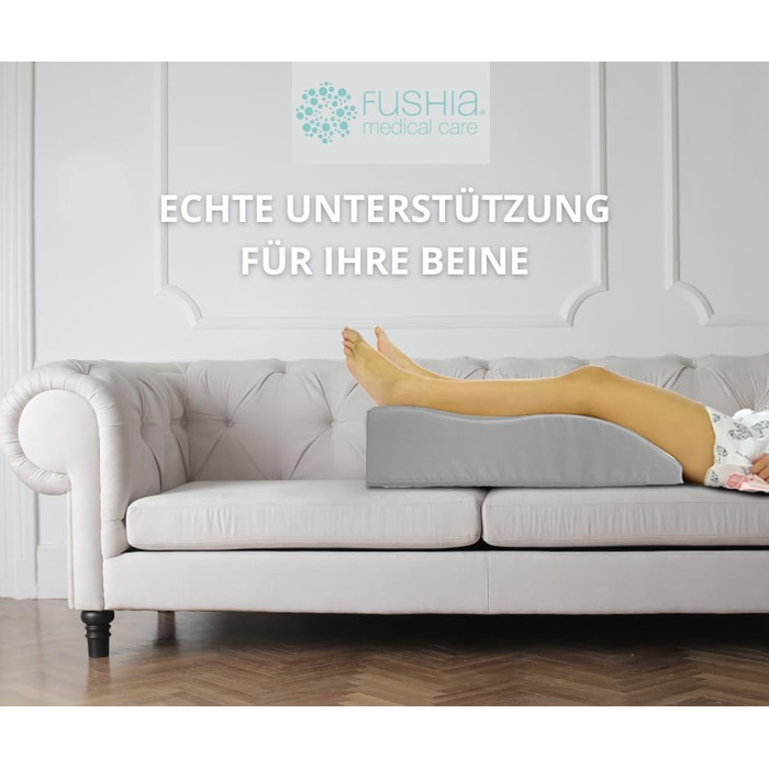 Ортопедична подушка для ніг з м'якої піни, для підтримки ніг та покращення кровообігу. Зручна, знімний чохол, біле/сіре полотно