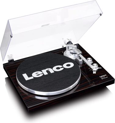 Програвач вінілу Lenco LBT-188 з Bluetooth, ремінним приводом, дві швидкості (33/45 об/хв), антискейтинг, оцифрування вінілових платівок у MP3, темно-коричневий (горіх)