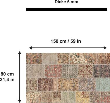 Друкований килим на килимі з синельним принтом, виготовлений машиною 80 х 150 см, миється килим у вітальні, старовинний килим у спальні, антибактеріальний протиковзкий підкладковий килим для кухні