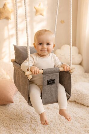 Дерев'яна гойдалка для дітей NATILU® - Indoor/Outdoor | Гойдалка для дому та вулиці | NATILU® Silver