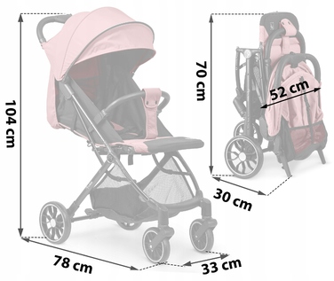 Легка прогулянкова коляска-трость Nukido, складана, з великими колесами