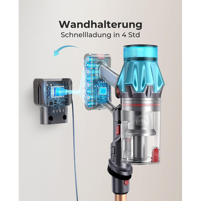 Бездротовий акумуляторний пилосос Fieety 8-в-1: потужне всмоктування 50kPa, 600W, 65 хвилин роботи, 1.6L, без мішка, для дому та авто, з турбощіткою та базою для зарядки. Ідеально для видалення шерсті тварин, килимів та твердих поверхонь.