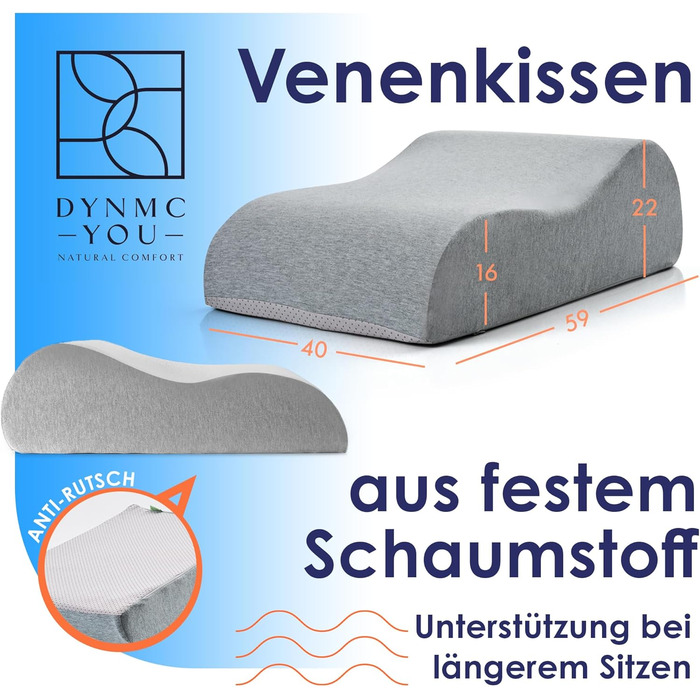 Подушка для ніг з ортопедичною підтримкою - для ніг, спини, спини, для дорослих, сертифікат Oeko-Tex, ідеально підходить для ліжка (L (22см))