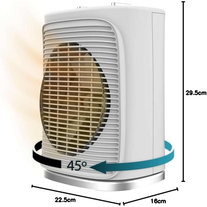 Електричний обігрівач Cecotec ReadyWarm 2050 Max Force Rotate - 2000 Вт, обертання 65°, 3 режими, термостат, 20 м²
