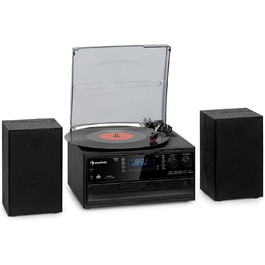 Вініловий програвач Auna з Bluetooth, USB, CD, DAB-радіо, динаміками, ретро-дизайн