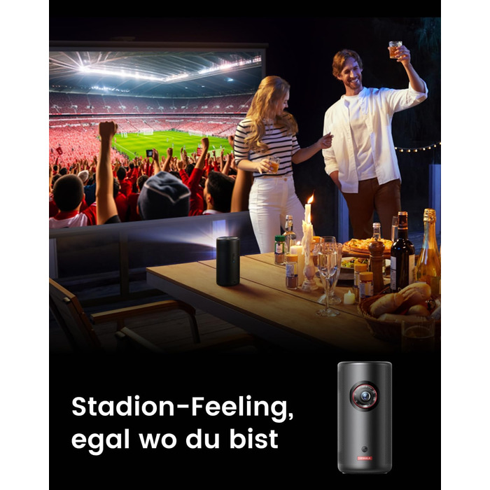 NEBULA Capsule 3 Laser GTV: Міні-проектор з лазером, 1080p, 300 ANSI Lumen, Wi-Fi, Dolby Digital, Автофокус, 120 дюймів, 2.5 години роботи від акумулятора