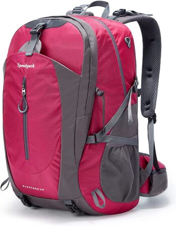 Водонепроникний рюкзак YTL для чоловіків і жінок, легкий рюкзак на відкритому повітрі об'ємом 40 л, підходить для подорожей і кемпінгу (розміри 21,3 x 13,8 x 9,1 дюйма) (рожево-червоний)