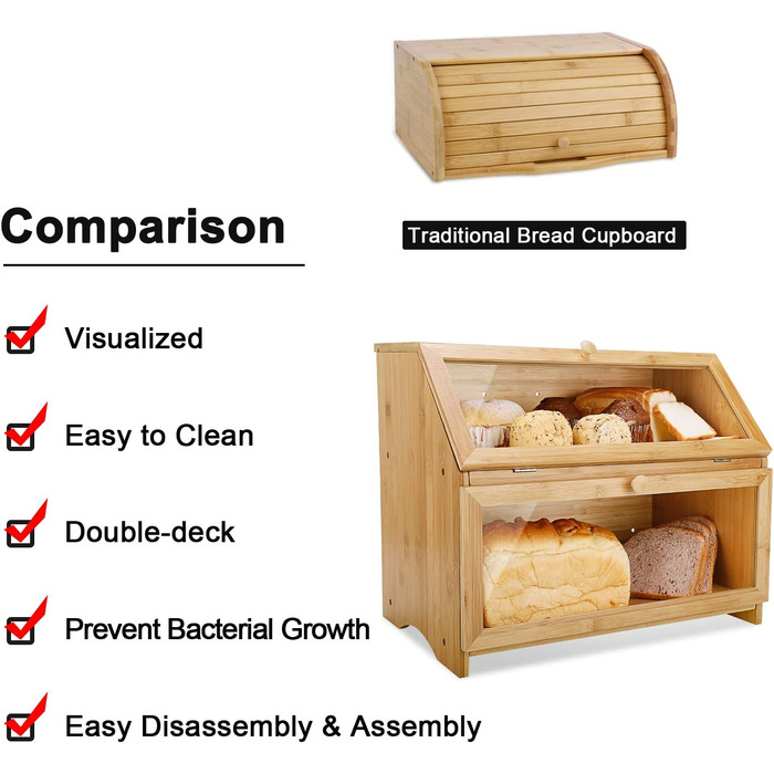 Хлібниця Leader Accessories 39x25x32 см бамбукова