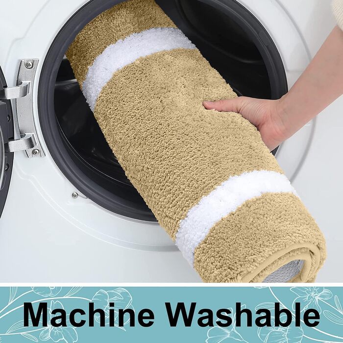 Набір килимків для ванної кімнати Homaxy: антиковзаючі, м'які, з мікрофібри, пухнасті. 2 шт. (40x60 см + 50x76 см), бежевий колір