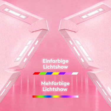 Ігровий стіл YRHome з RGB-підсвічуванням та підставкою для навушників та стаканом. Білий (120x60x75см, Рожевий)