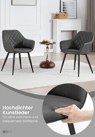 Крісла для їдальні WOLTU, 2 шт. в наборі, для кухні та вітальні, з м'якими сидіннями та підлокітниками, зелені, метал, штучна шкіра BH153gn-2