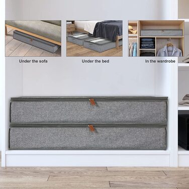 Сумка для зберігання під ліжком Meerveil, комод під ліжком, складне місце для зберігання одягу, посилена ручка, багатофункціональний, організація під ліжком, одяг, подушки, ковдри, 3 комплекти, сірий