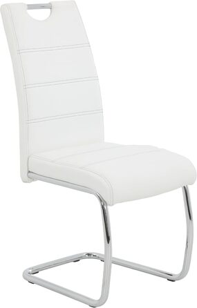 Шкільний стілець Hela Flora, кухонний стілець, металевий каркас, шкірозамінник, білий, 42x57x98 см