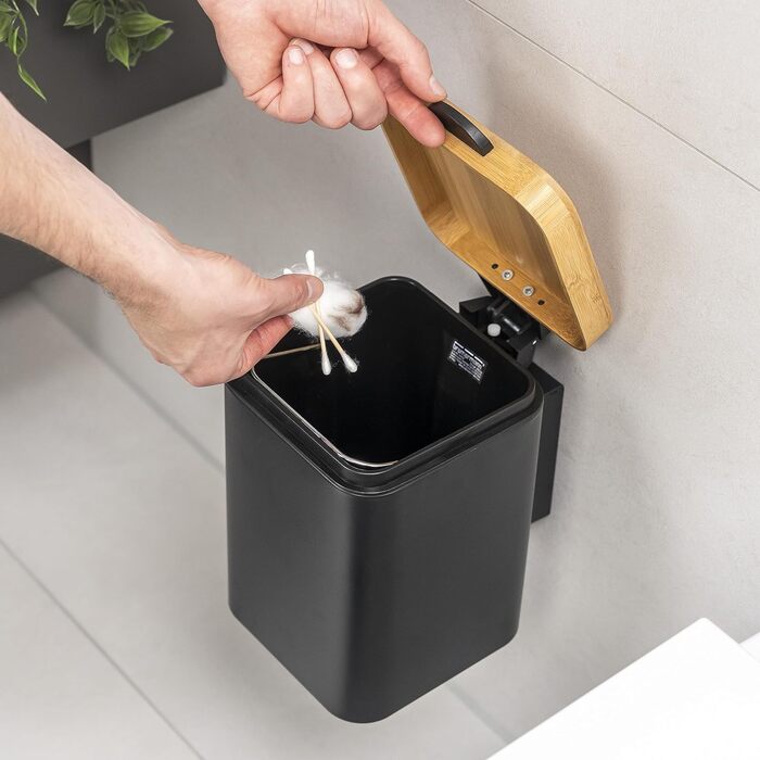 Настінний контейнер для косметики 3 л, відро для сміття у ванній кімнаті (чорний)