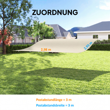 Замінний дах для перголи, сонцезахисний тент для навісу тераси, замінна тканина даху для павільйону 3 x 3 м, розміром 298x293 см, кремово-білий