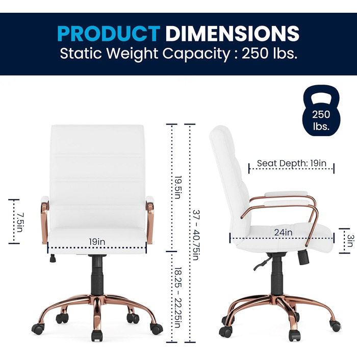 Крісло шеф Flash Furniture: обертне, біле шкіряне, з червоно-золотим каркасом, 61x58,5x103,5 см
