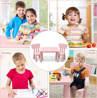 Дитячий столик LIFEZEAL з 2 стільцями, рожевий. Дитяча меблі з пластику, стіл і стільці для дівчаток та хлопчиків