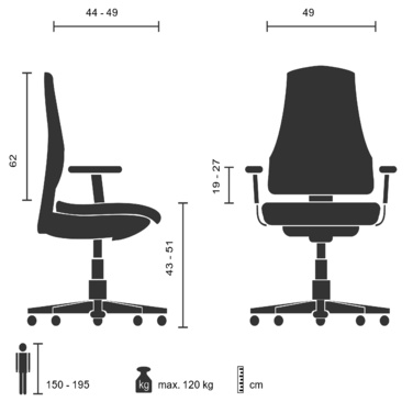 Офісне крісло / поворотне крісло CHIARO T1 BLACK сітка / тканина чорна hjh OFFICE