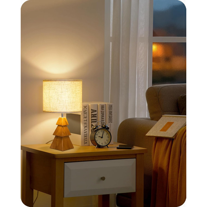 Дерев'яна настільна лампа GOEBLESON для спальні, вітальні, готелю. Сучасний дизайн, тепле світло 2700K, E27, подарунок. Модель ZME07TLD05N1 (у вигляді дерева)