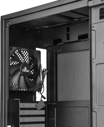 YEYIAN Hussar Plus Full Tower корпус для ПК з прозорою скляною боковиною, сумісний з ATX, Micro ATX, Mini ITX, з вентилятором 120 мм