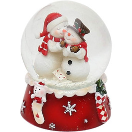Снігова куля, Сніговик Дует, червоно-білий, Розміри H/B / Ø куля близько 8,5 x 7 см / Ø 6,5 див., 501065-см