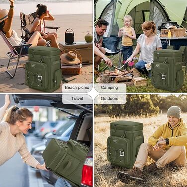 Рюкзак-холодильник 30L, водовідштовхуючий, для пікніка, відпочинку на природі, пляжу, кемпінгу (зелений)