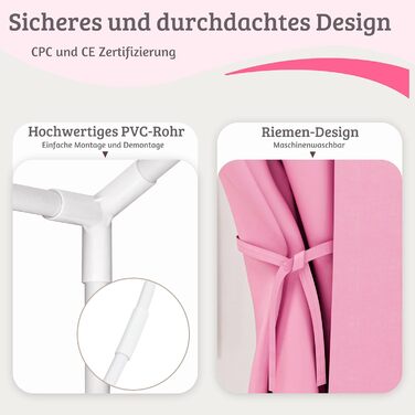 Дитяче намет-ігровий будиночок EROMMY 2-в-1 з килимком, прапорцями та світлодіодними смугами, з двома дверцятами, з даховим віконцем, для дому, 3+ роки (Рожевий)